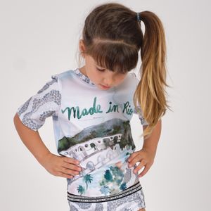 Blusa UV Manga Curta Estampada Infantil BL0404BK