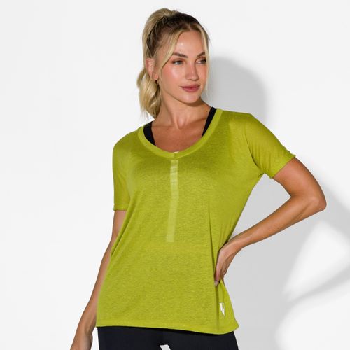 Blusa Manga Curta Decote V Detalhe Silk e Refletivo Costas FT0883BL