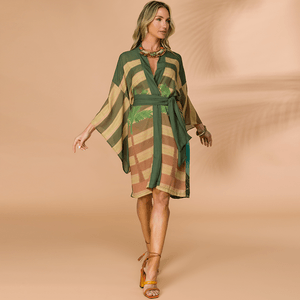 Kaftan Manga Curta Faixa Amarração SP0297BQ