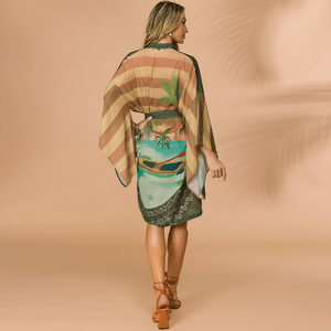 Kaftan Manga Curta Faixa Amarração SP0297BQ