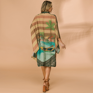 Kaftan Manga Curta Faixa Amarração SP0297BQ