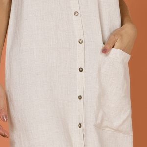 Vestido Curto Linho Botões Pé na Areia